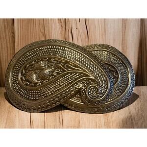 Belt Buckle Paisley Design Statement 2 Piece by The Leather Shop Belts Gold Tone